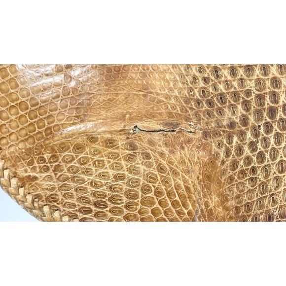 Real Full-Body Python Snakeskin/Leather Tan Cross/Shoulder Bag, Vintage c.1960’s - Picture 9 of 10